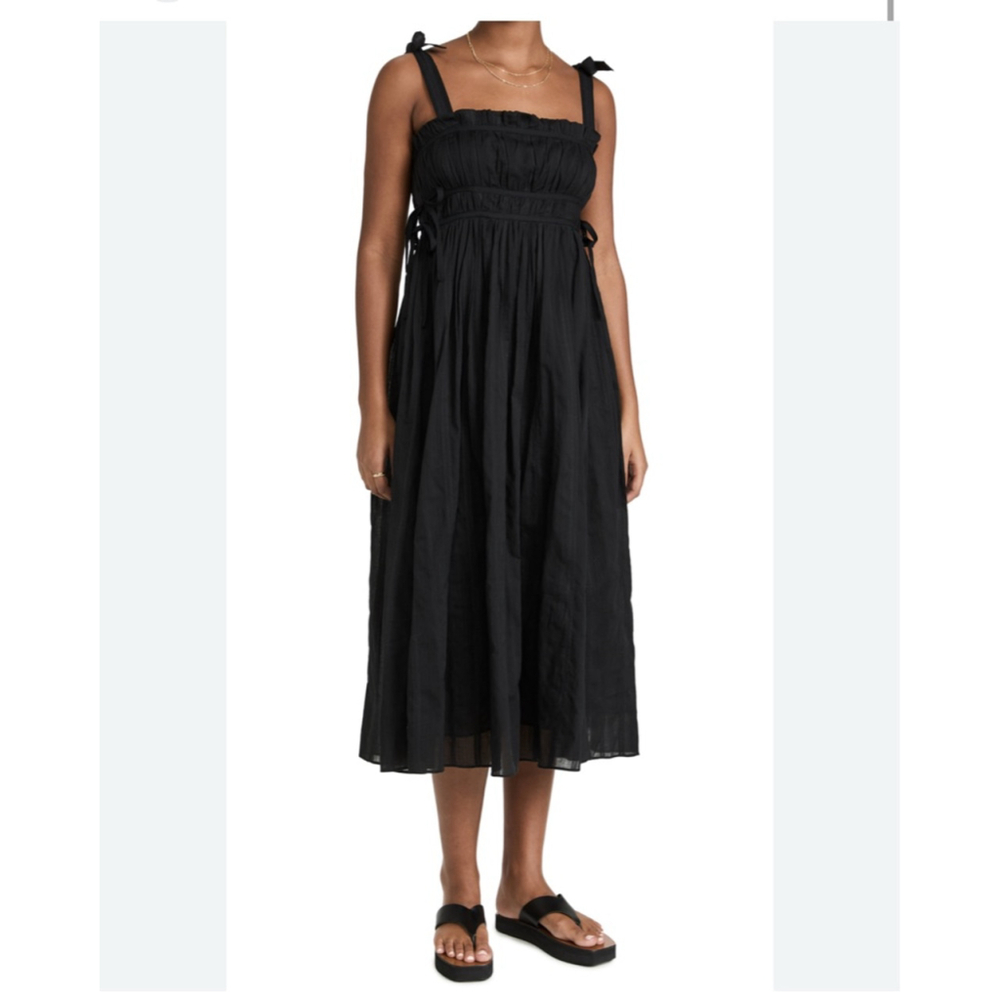 Women's Playa Lucila Black Cotton Midi Dress M